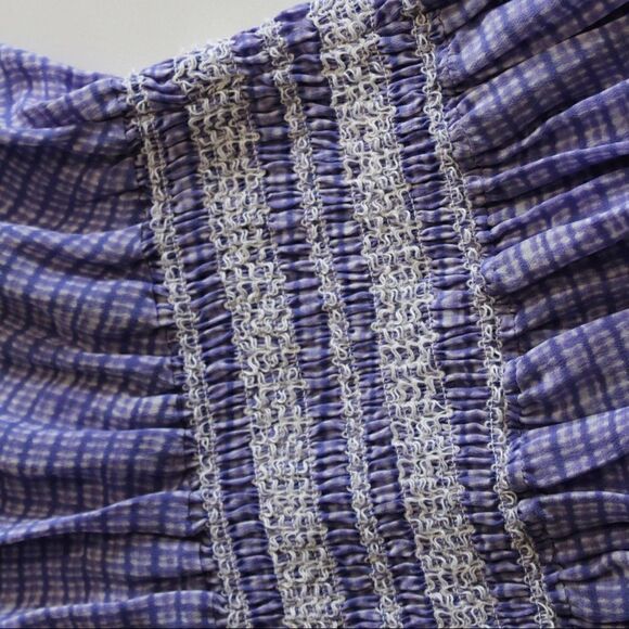 Thakoon Addition Silk Cinched Sheer Tunic/Dress in Blue/Purple Check Plaid - Picture 5 of 11